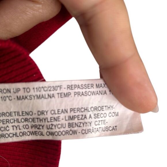 Zara V-Neck Knit Raglan Long Sleeve Cotton Blend Pullover Sweater Red Medium - Picture 7 of 8